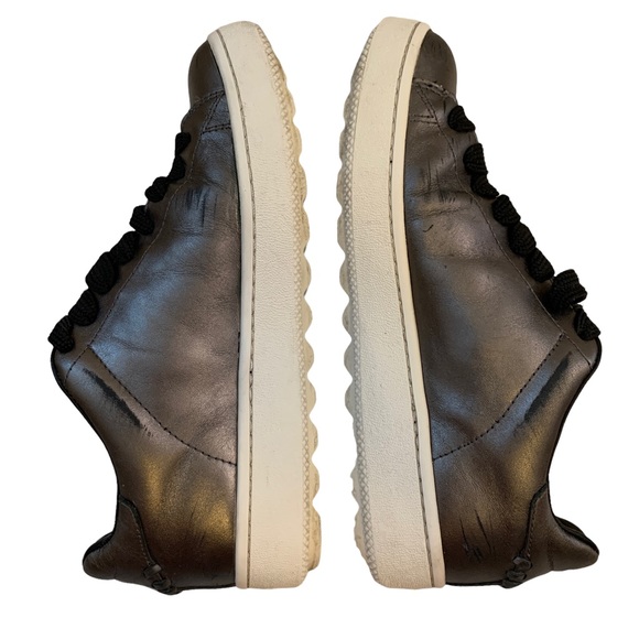 COACH Gunmetal Tea Rose Metallic Low Top Sneakers - Picture 8 of 11